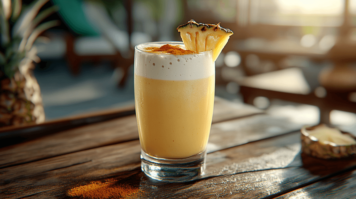 Shake de Água de Coco com Açafrão e Abacaxi