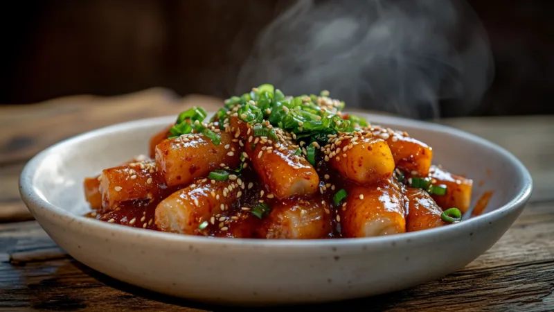Tteokbokki Vegano (Bolinho de Arroz Coreano)